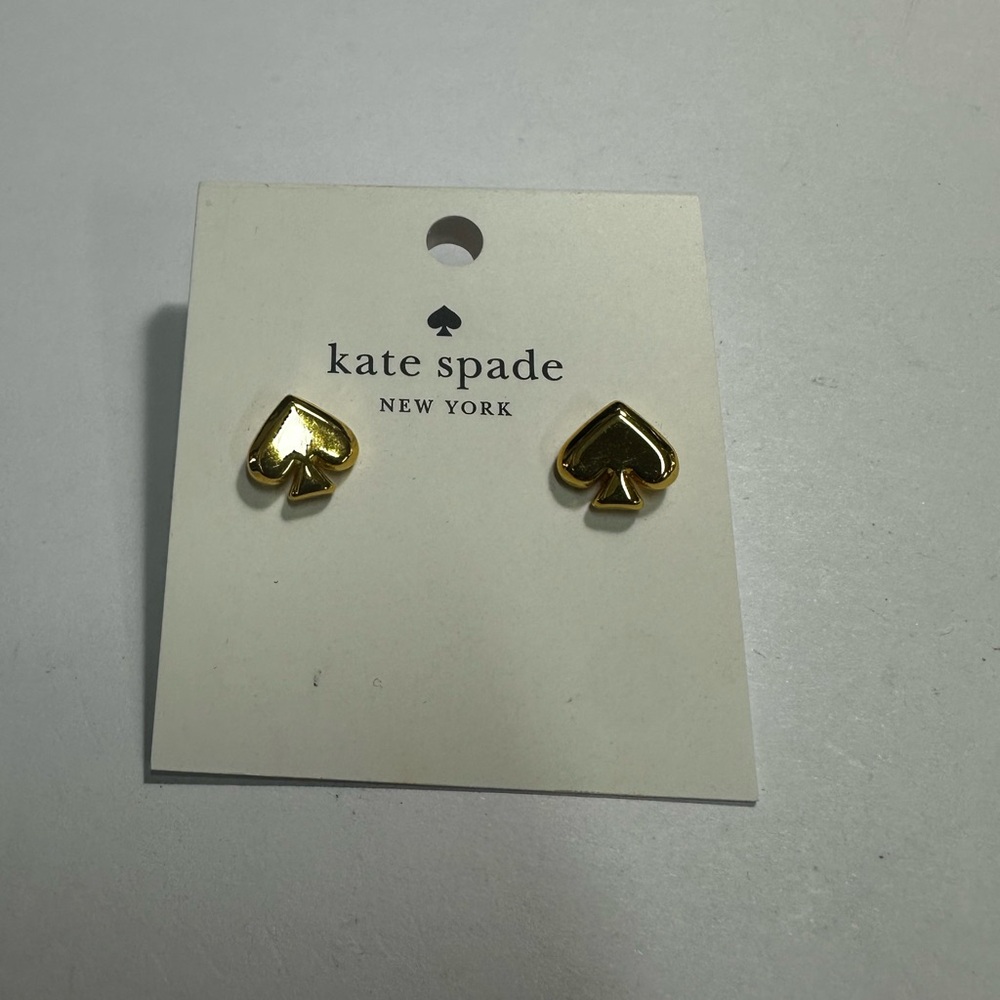 NWT Kate Spade Gold Tone Spade Heart Earrings